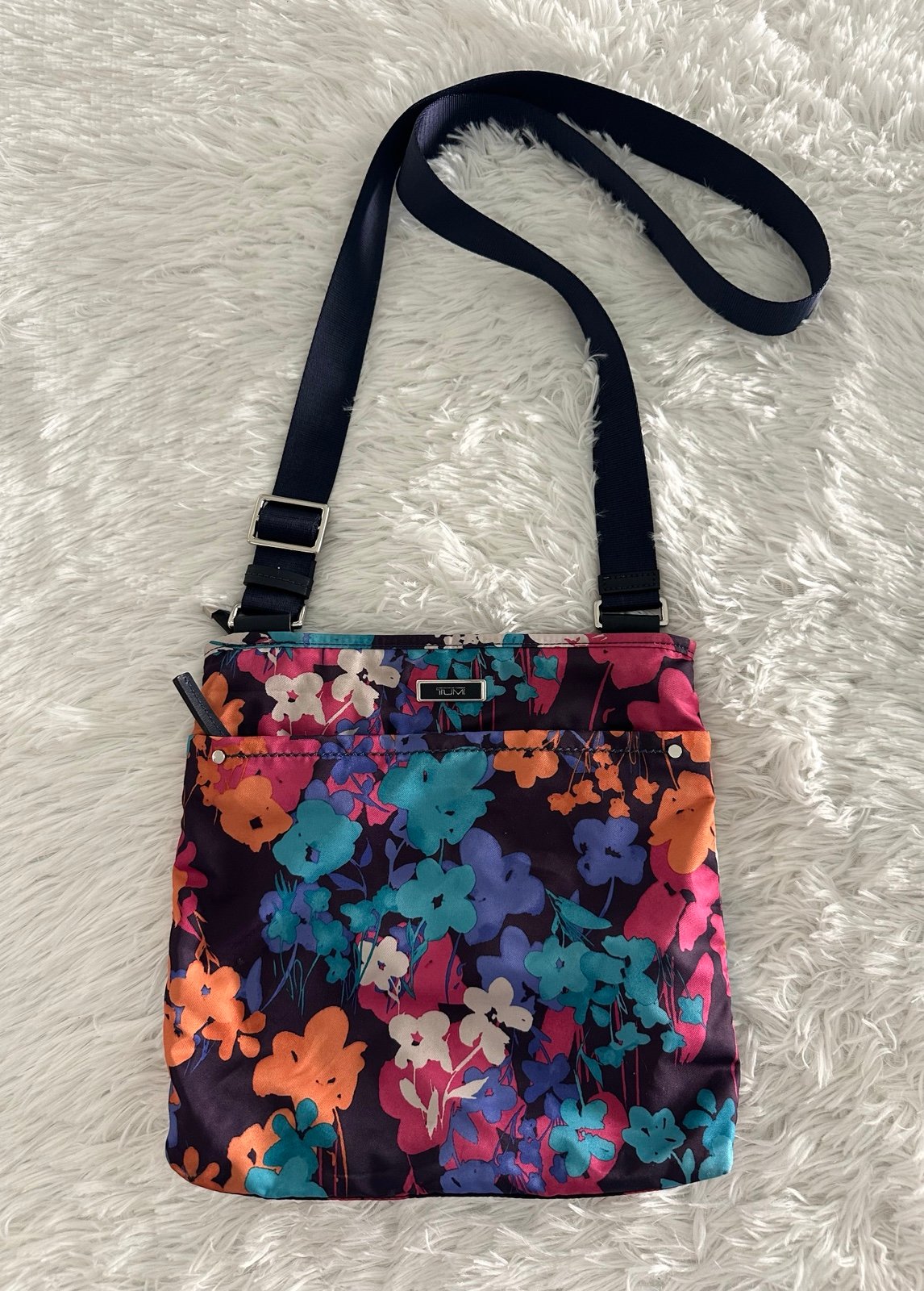 TUMI Floral Nylon Messenger Crossbody Bag