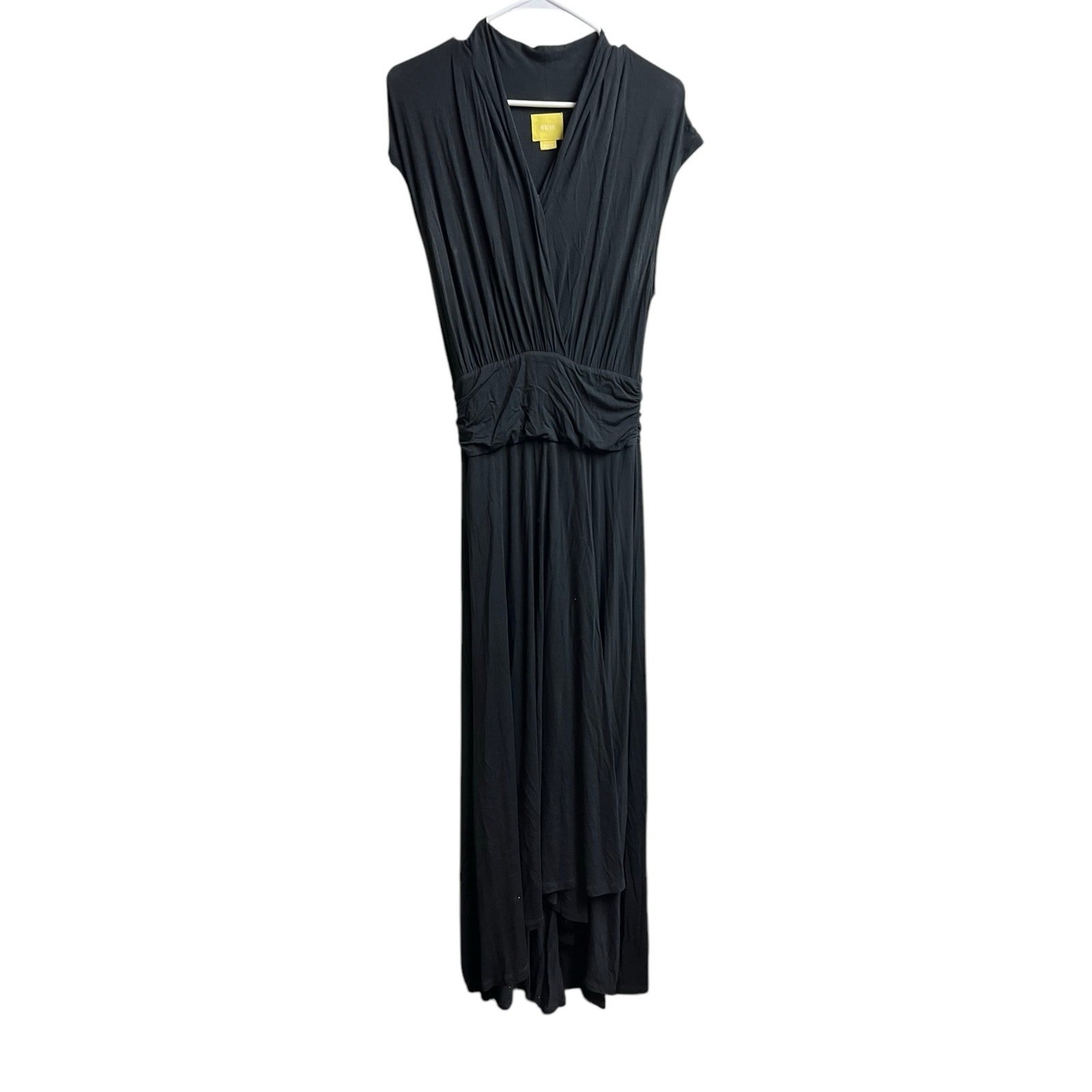 Maeve Anthropologie Bristol Maxi Dress Black Stretch Washable Size Medium