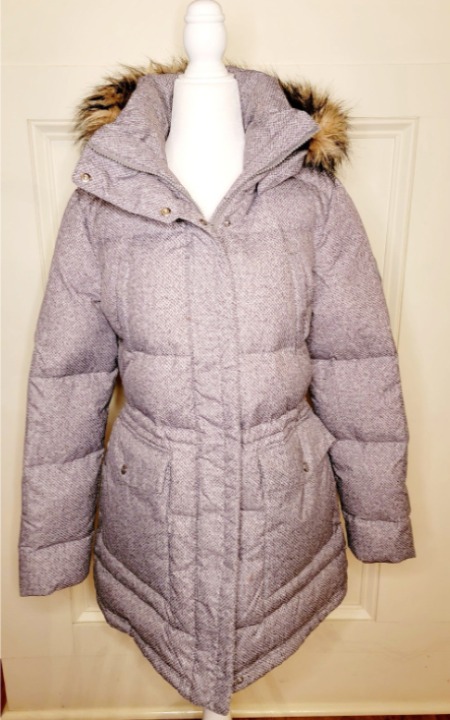 Ralph Lauren Women's Gray Down Filled Faux Fur Hood Puffer Coat