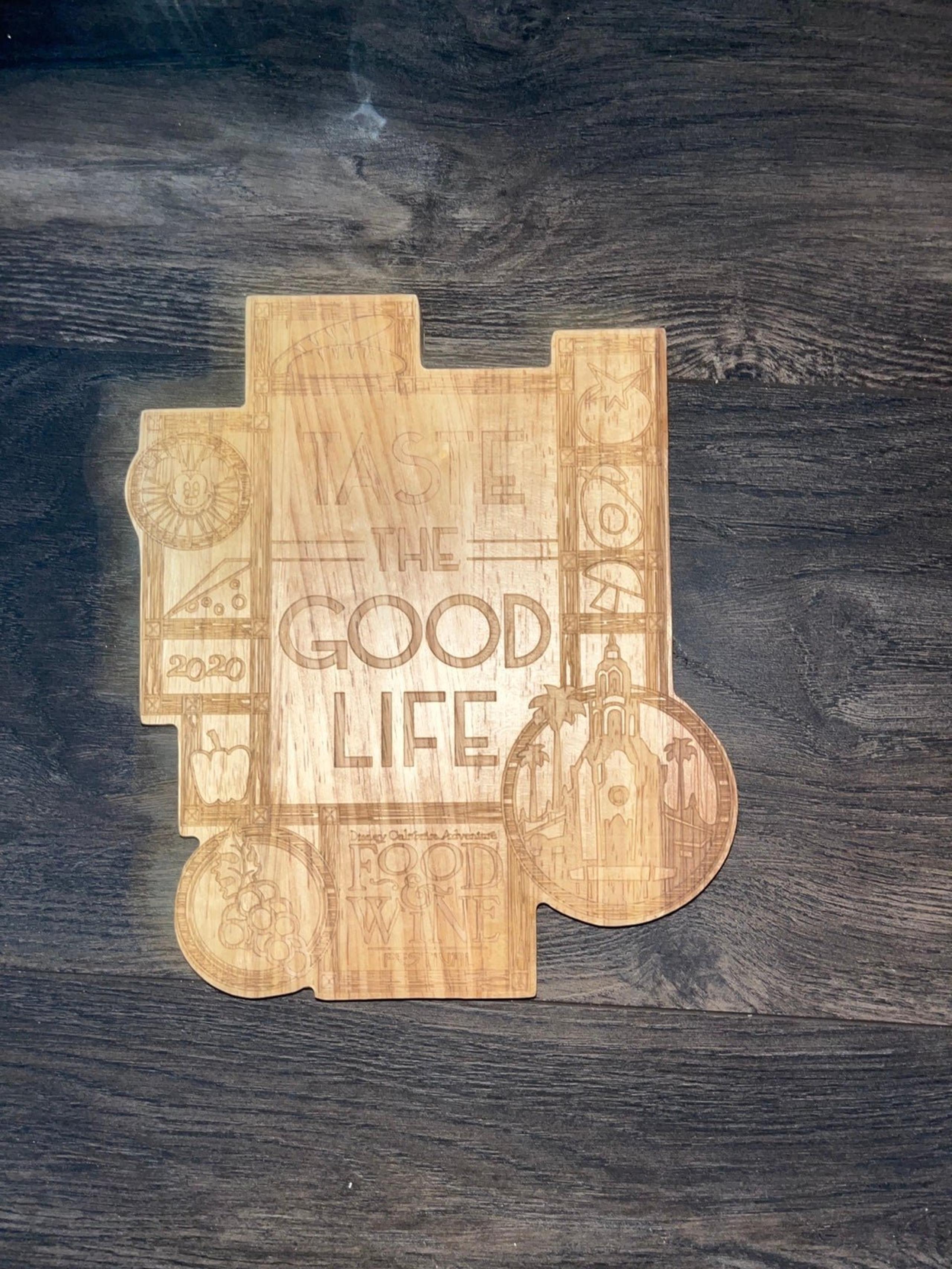 Disneys Food and Wine Cheese Board and Wine Glass Set