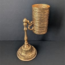 Vintage Brass Gold Filagree Bathroom Dixie Cup Dispenser Hollywood Regency MCM