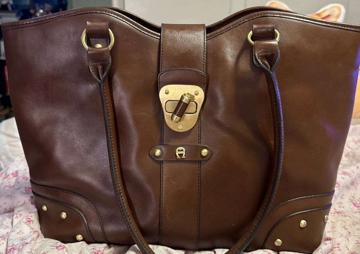 Vintage Etienne Aigner Brown Leather HandBag Authentic 80s inspired Estate Tote