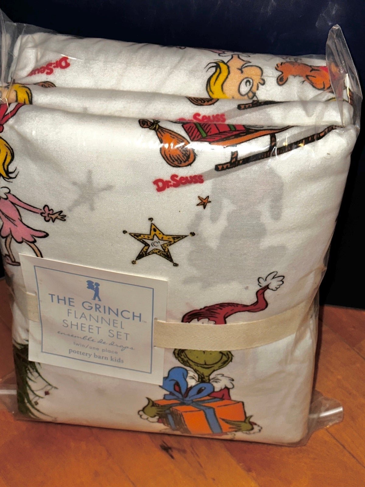 4pc NEW Pottery Barn Kids Flannel How the Grinch Stole Christmas Full Sheet Set