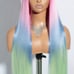 30 Inch Ombre Pink Blue Green Wig