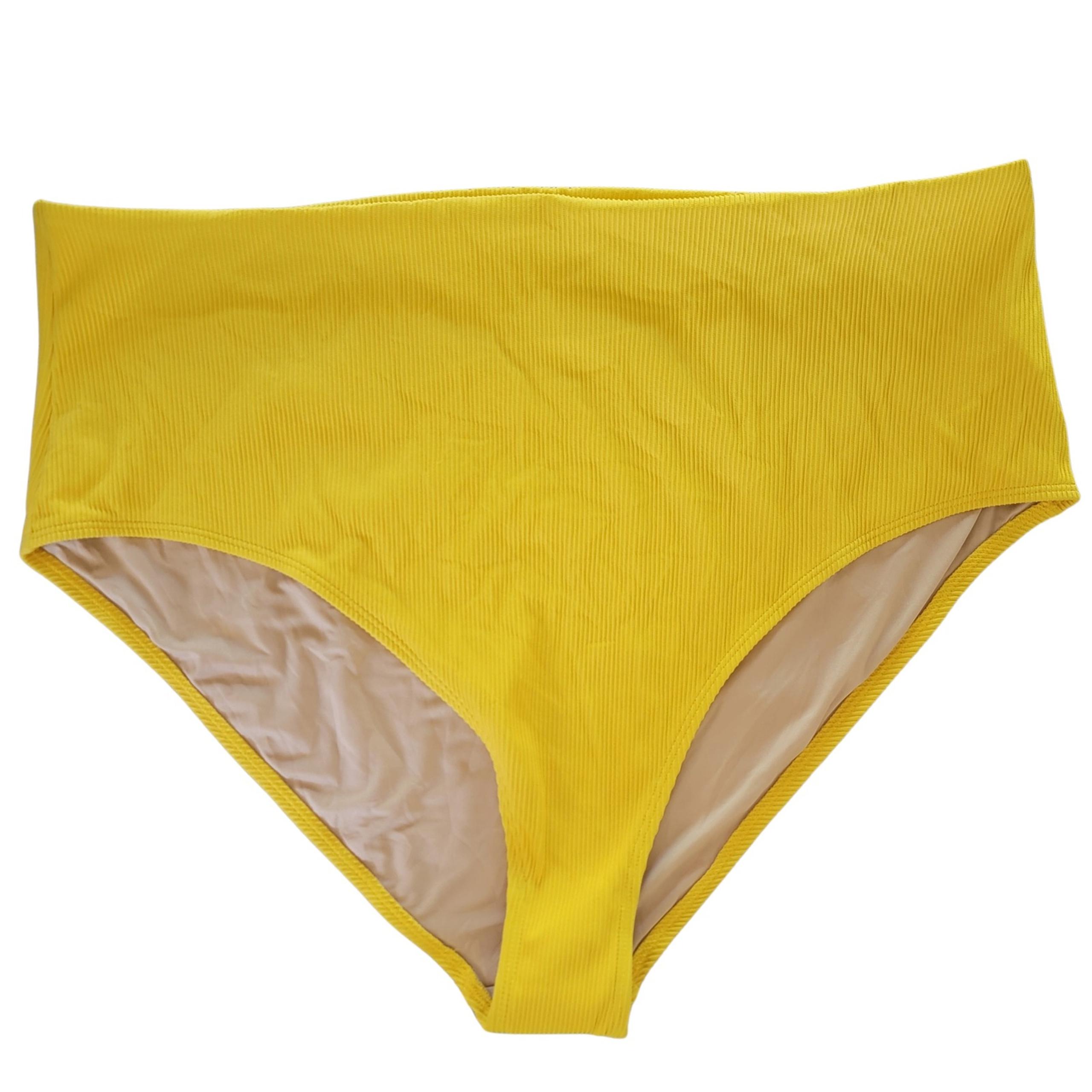 Old Navy High Waist Swim Bottom Ribbed Full Coverage Yellow 3X