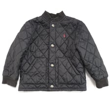 Ralph Lauren Black Quilted Puffer Snap Down Bomber Jacket Sz 2/2T