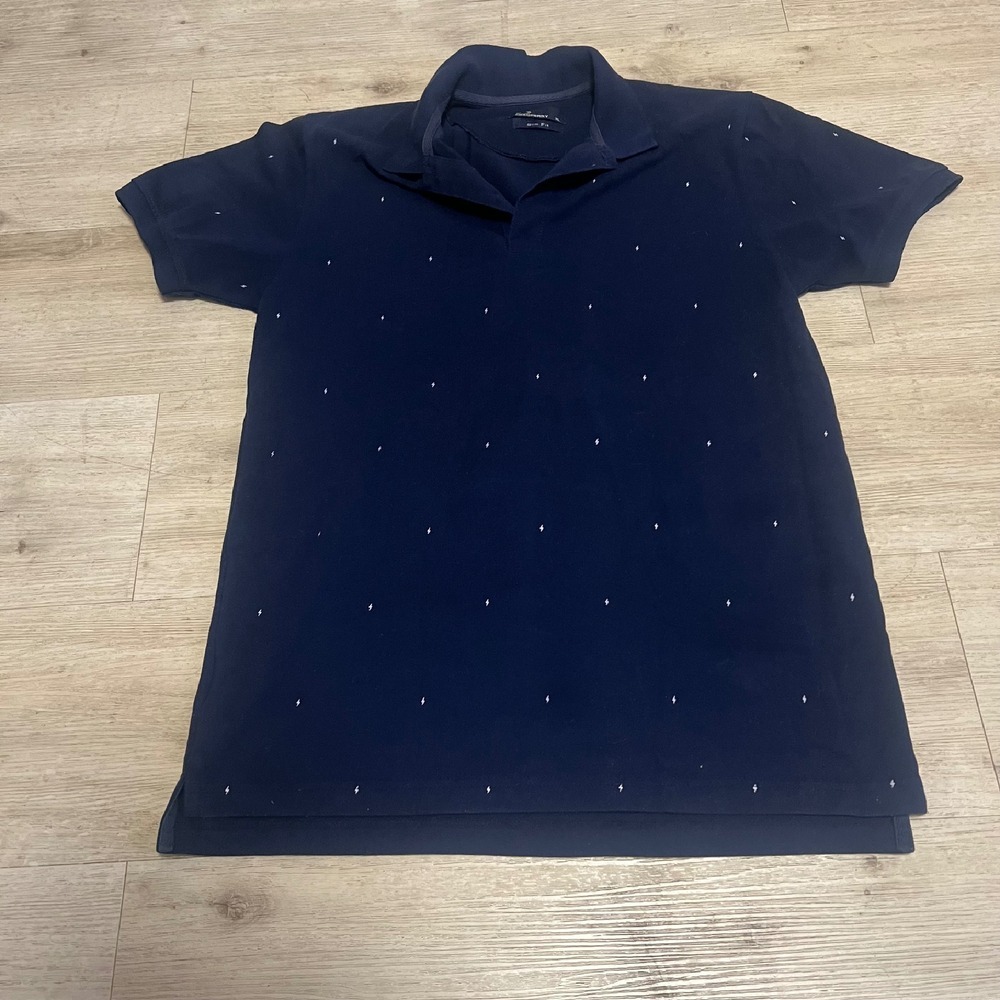 Fred Perry Men's Polo Slim Fit XL Blue Lightening Bolt Print Punk Oi! Skinhead