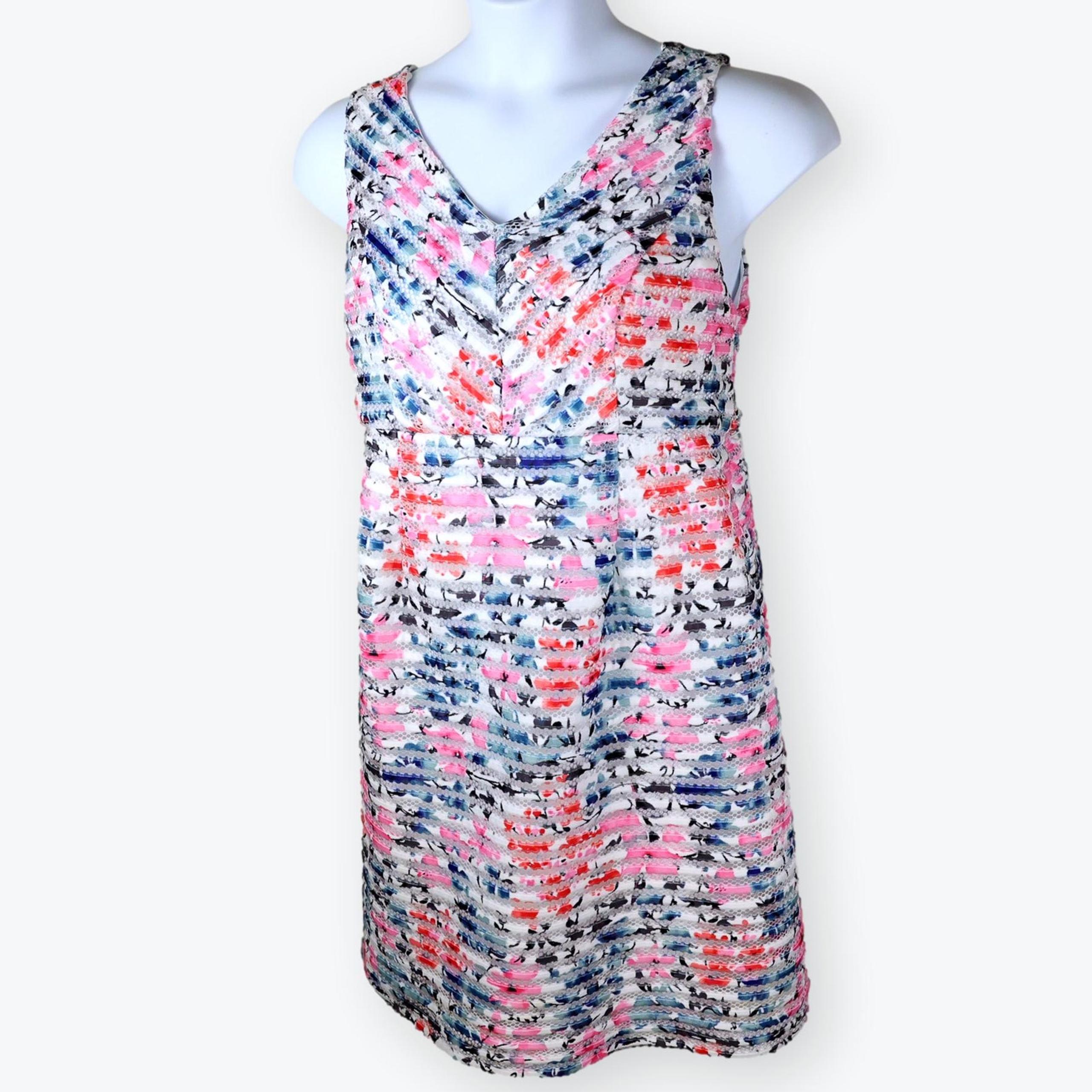 Motherhood Maternity White Pink Blue Floral Sleeveless Dress L