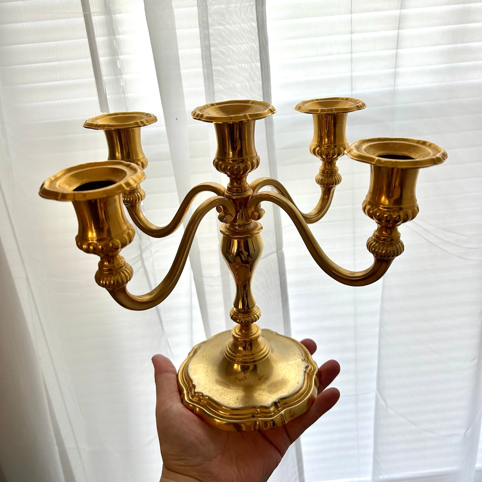 Antique 5 Gold Arms Candelabra Candle Holder 10 Tall Wedding Home Decor