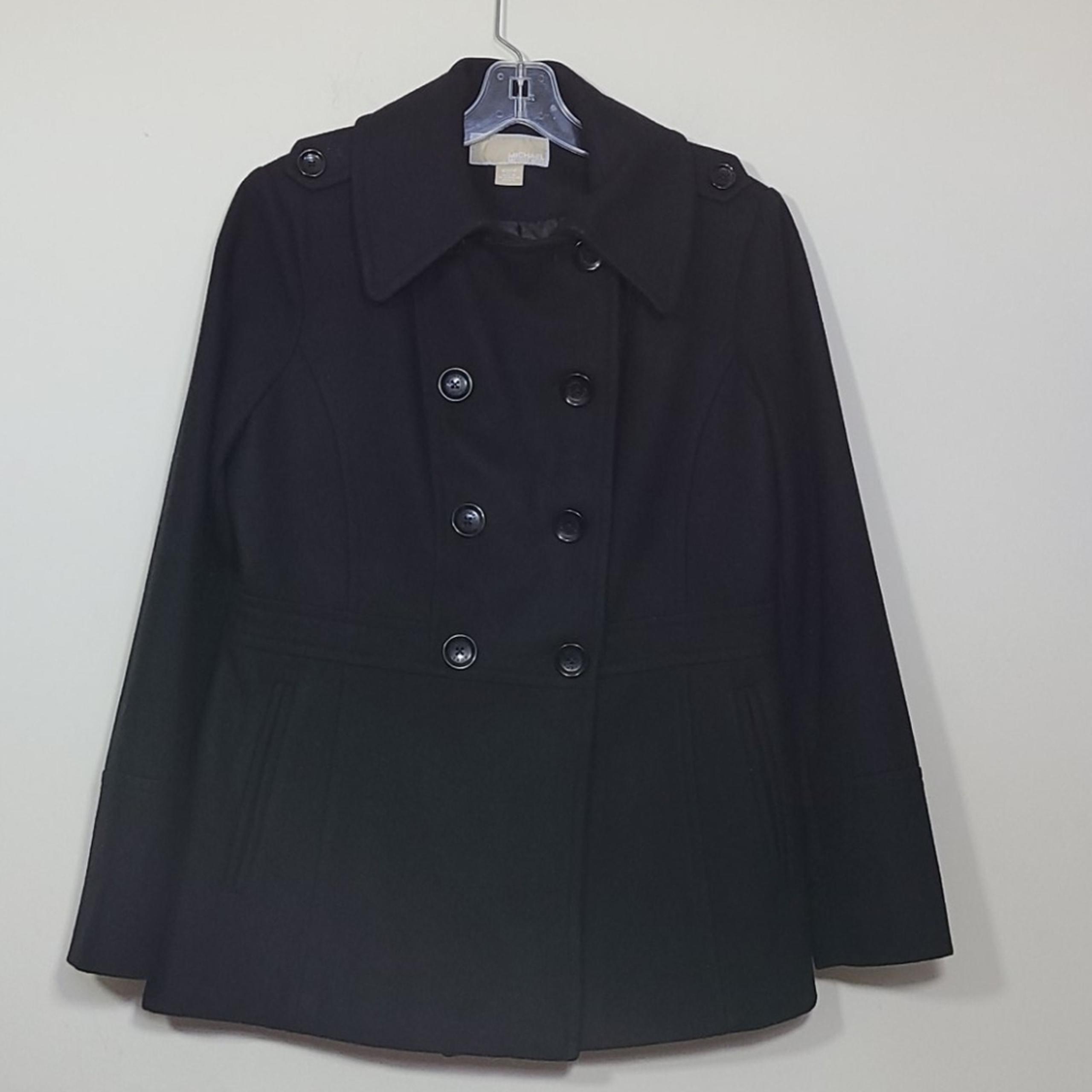 Michael Kors  Women Wool Blend Double Breasted Pea Coat Black Size M