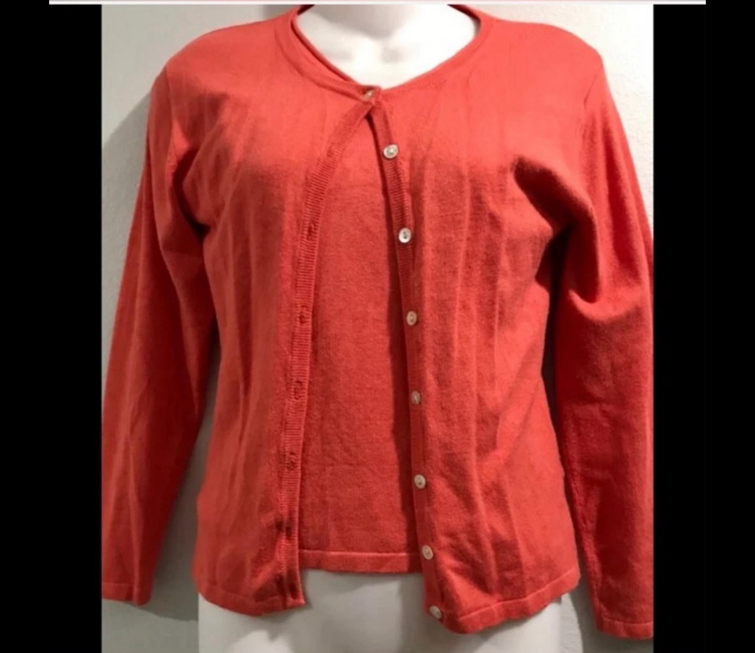 Ashley by 26 International Cardigan Sweater Set in Coral/Tangerine Orange - XS