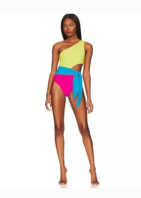 Beach Riot Carlie One Piece retro brights colorbloking swimsuit
