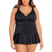 Swim Solutions Plus Size 26W Tummy-Control Skater Swimdress Black One Piece New