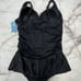 Swim Solutions Plus Size 26W Tummy-Control Skater Swimdress Black One Piece New