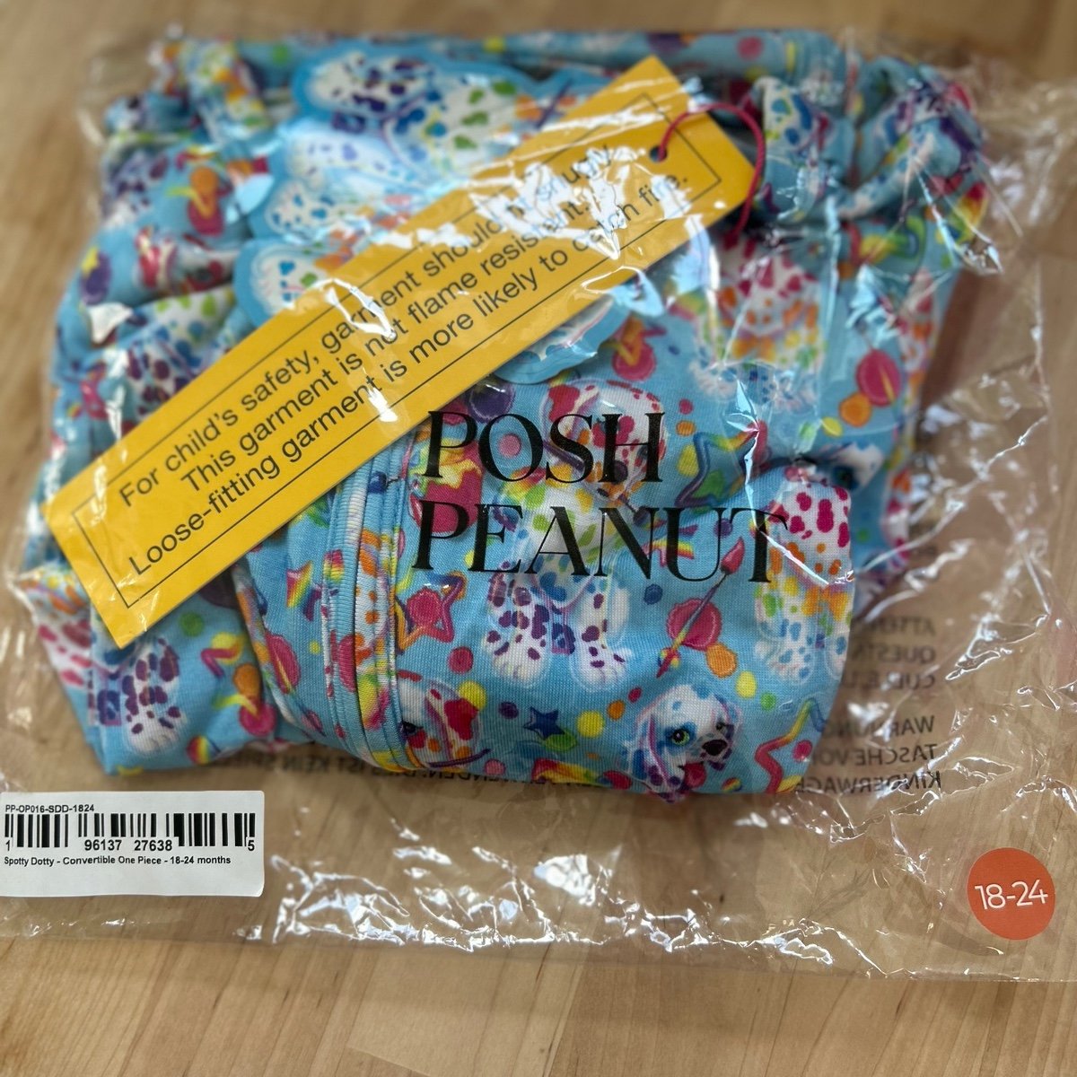 Posh peanut Lisa Frank spotty and dotty 18/24M one piece pajamas