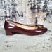 Tory Burch Women's Gigi Mid-Heel Pumps Patent Leather Wine Red Size 7