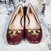 Tory Burch Women's Gigi Mid-Heel Pumps Patent Leather Wine Red Size 7