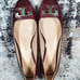 Tory Burch Women's Gigi Mid-Heel Pumps Patent Leather Wine Red Size 7