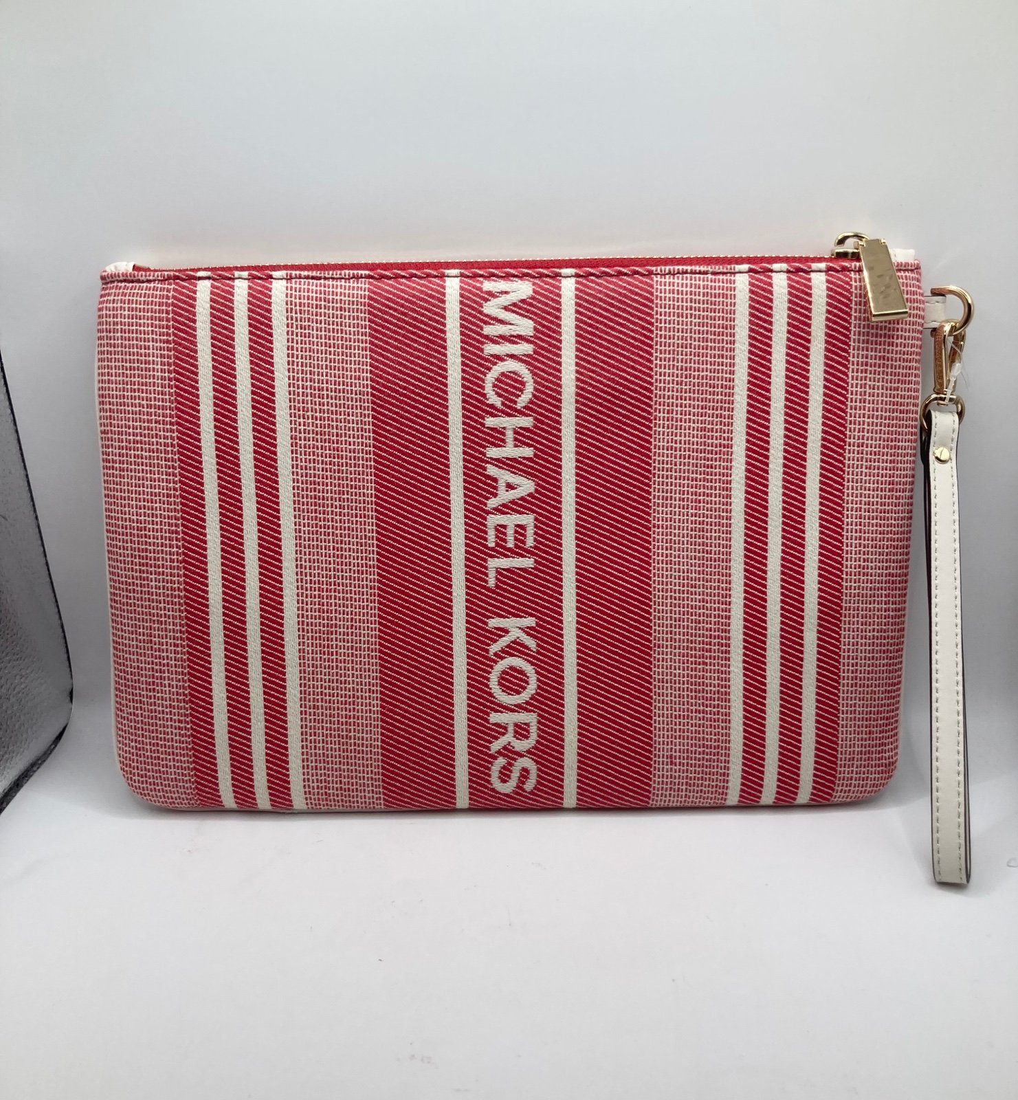 Michael Kors Clutch Purse Jet Set Red Cream NWOT MSRP 209