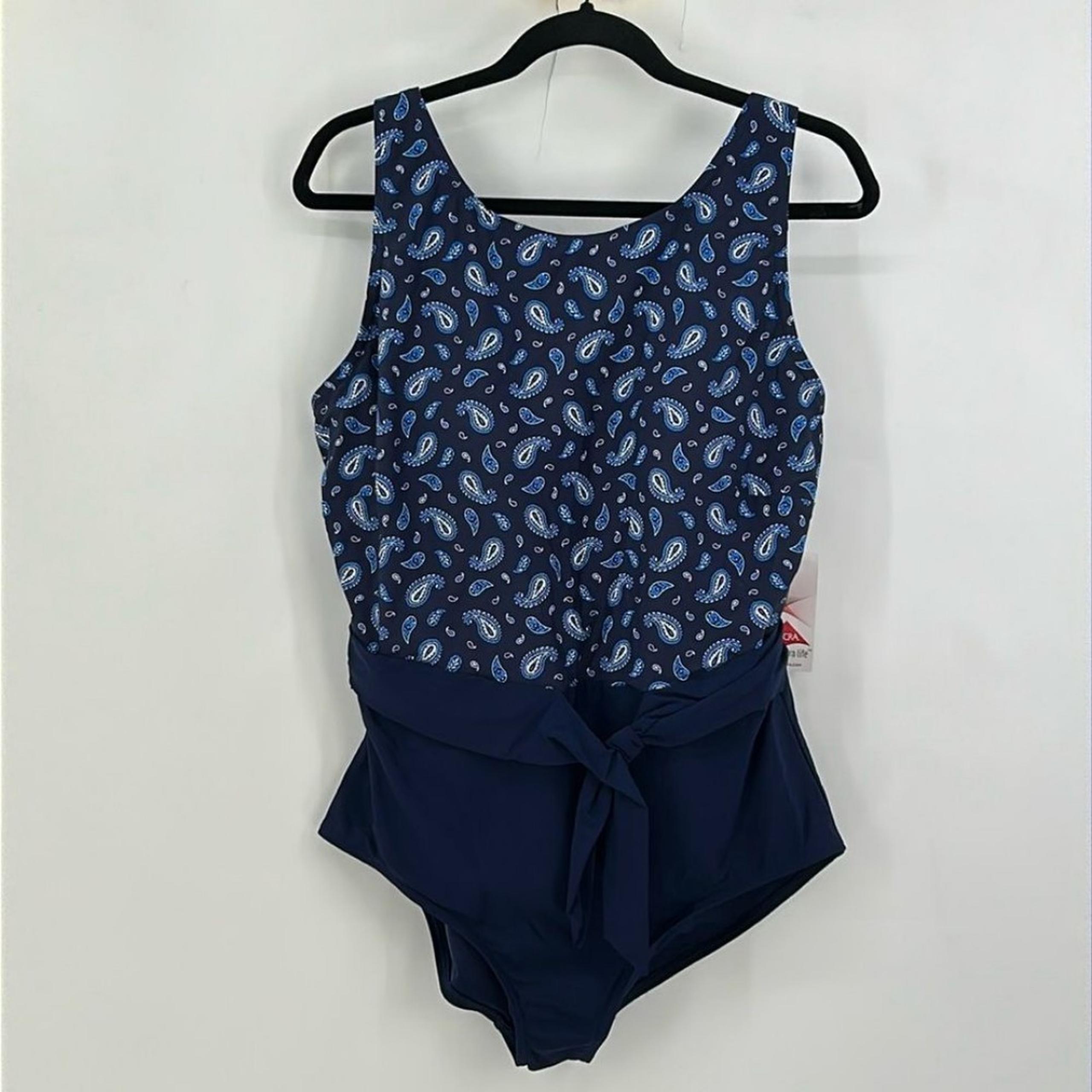 LANDS END Paisley Print One Piece Bathing Suit Size 20W NEW