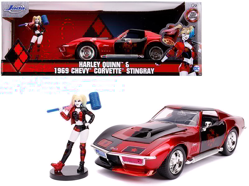1969 Chevrolet Corvette Stingray with Harley Quinn Diecast Figurine DC Comics