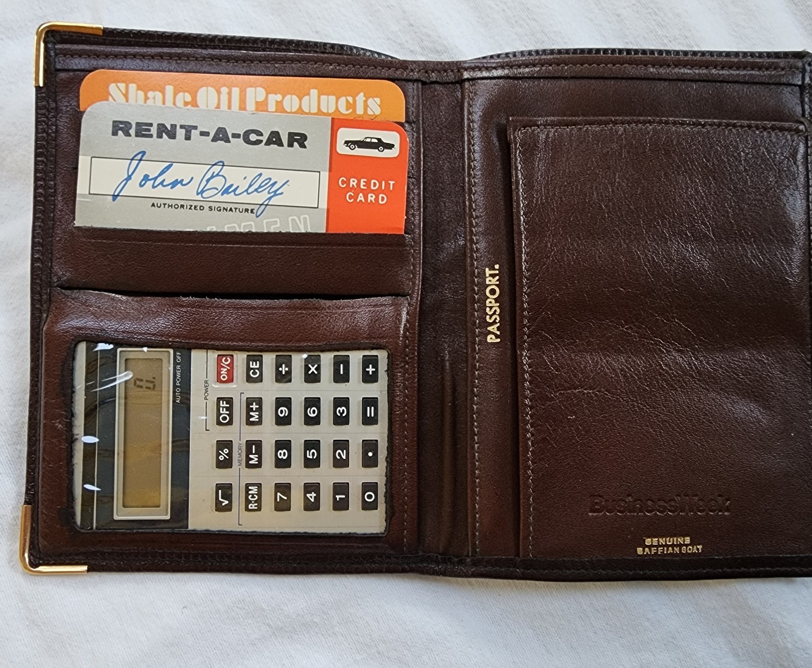 Vintage NOS BusinesWeek Saffian Goat Leather Passport Wallet with Working Calc.