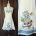 Vintage 1940s 1950s Full Apron, White Linen with an Embroidered Dutch Girl