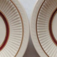 Shenango China Restaurant Ware Bowls Ribbed Maroon Gold Bands 5 1/2 Set of 6