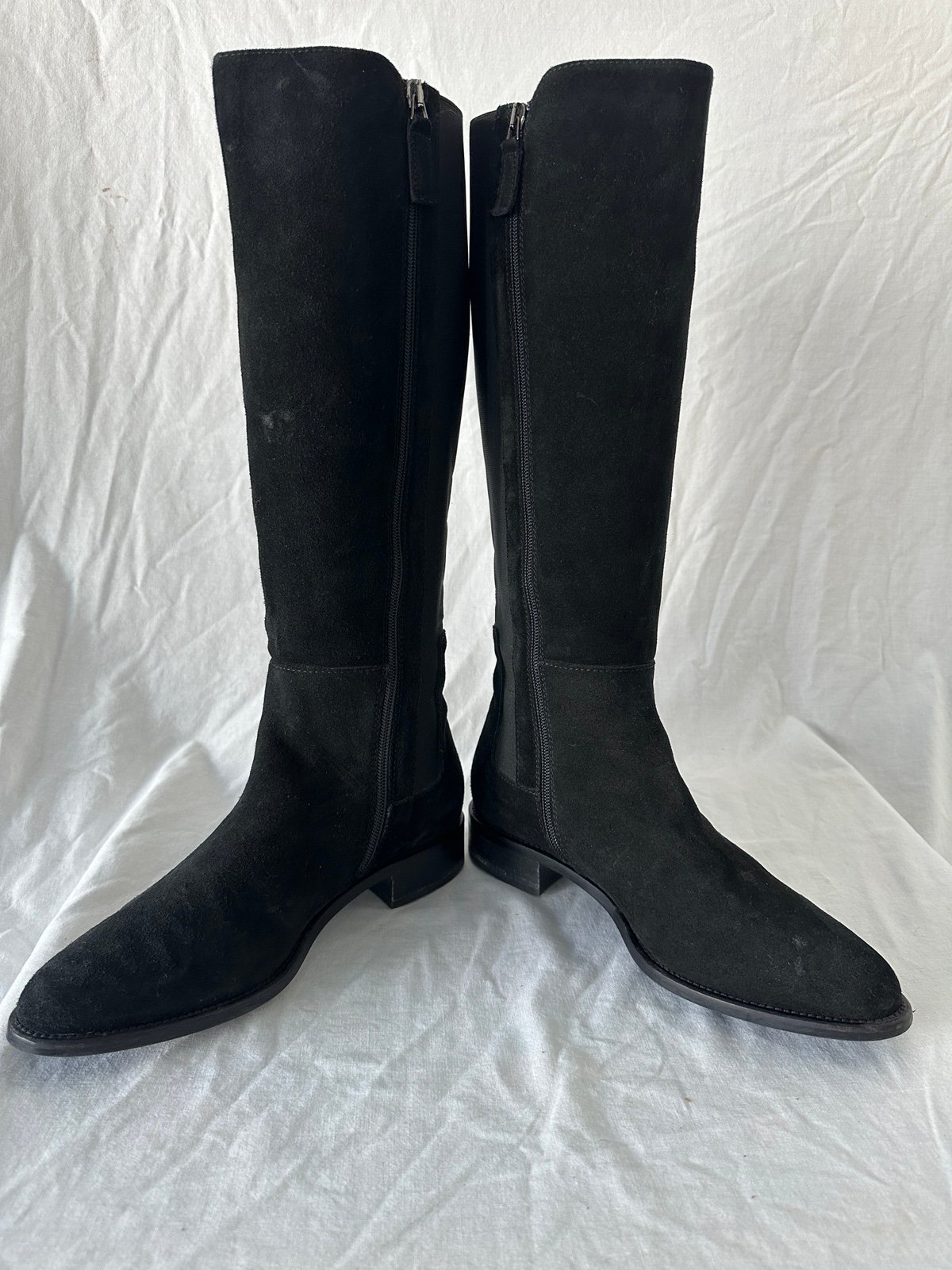 Aquatalia Jordan Black Suede Riding Boots Womens US 9 Tall Leather Boots Italy