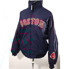 Boston Red Socks Authentic Majestic Blue Thick Nylon Winter Bomber Jacket Sz XXL