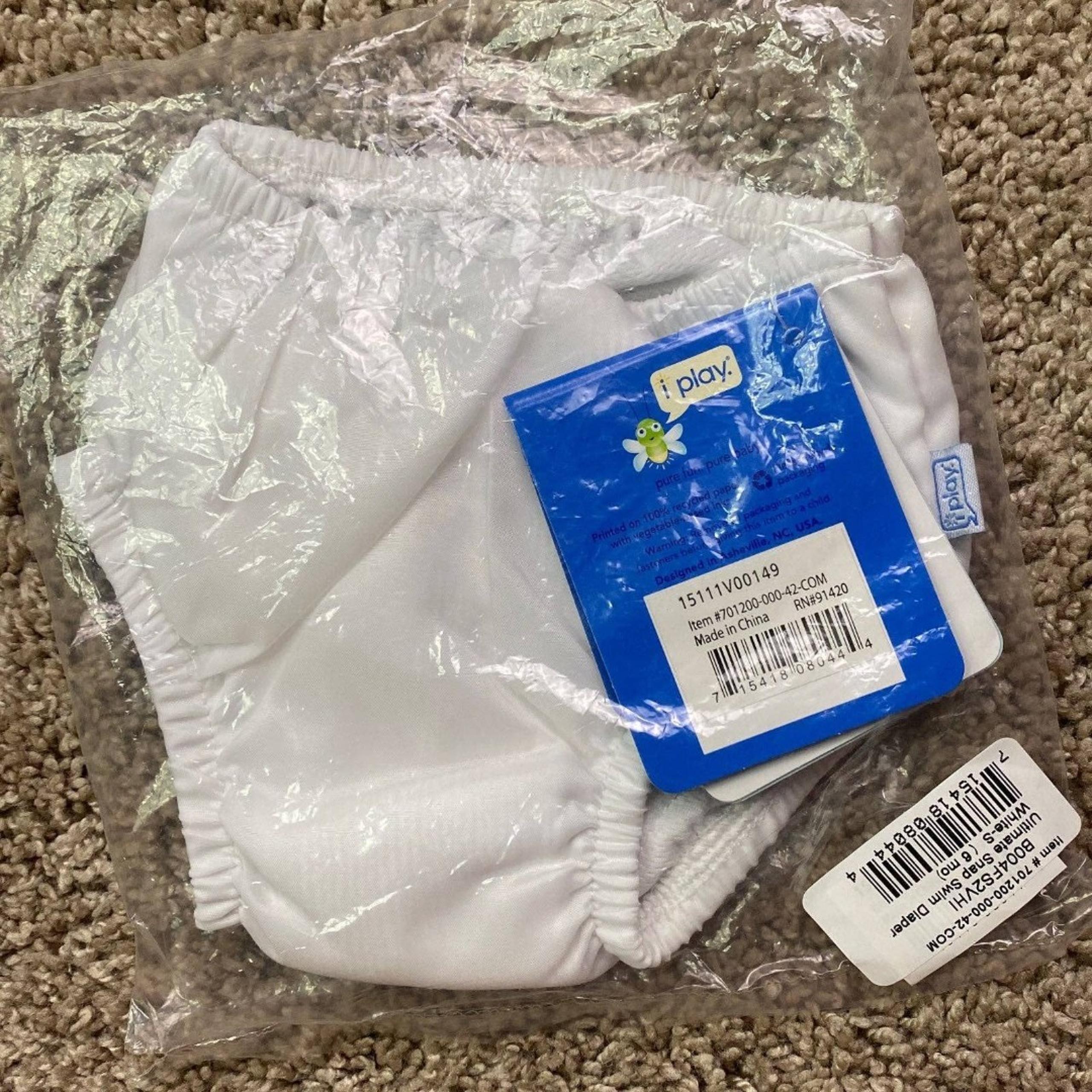 iPlay Green Sprout Swim Diaper White 6M
