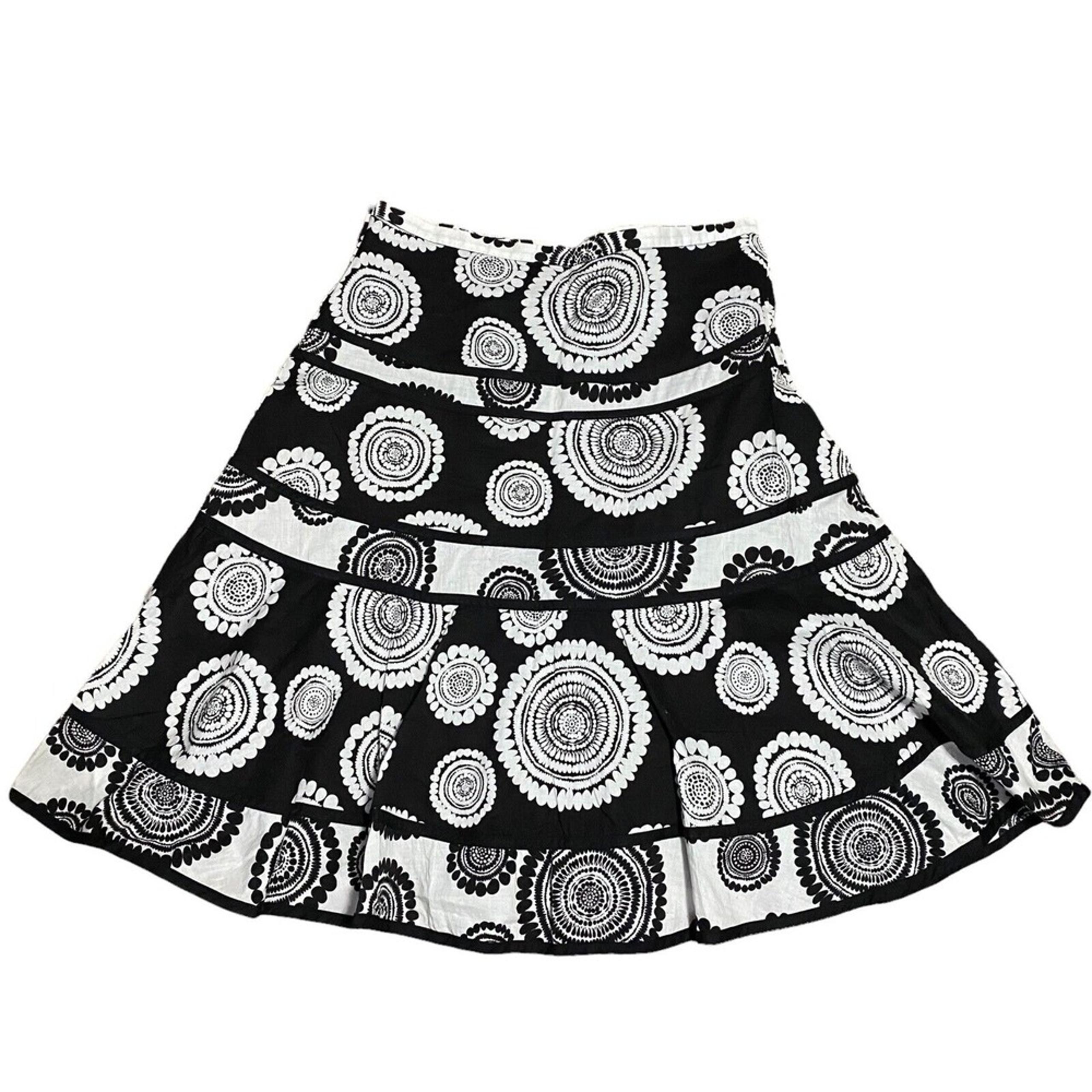 BCBG Max Azria Women's Skirt Black & White A-Line Geometric Size 6