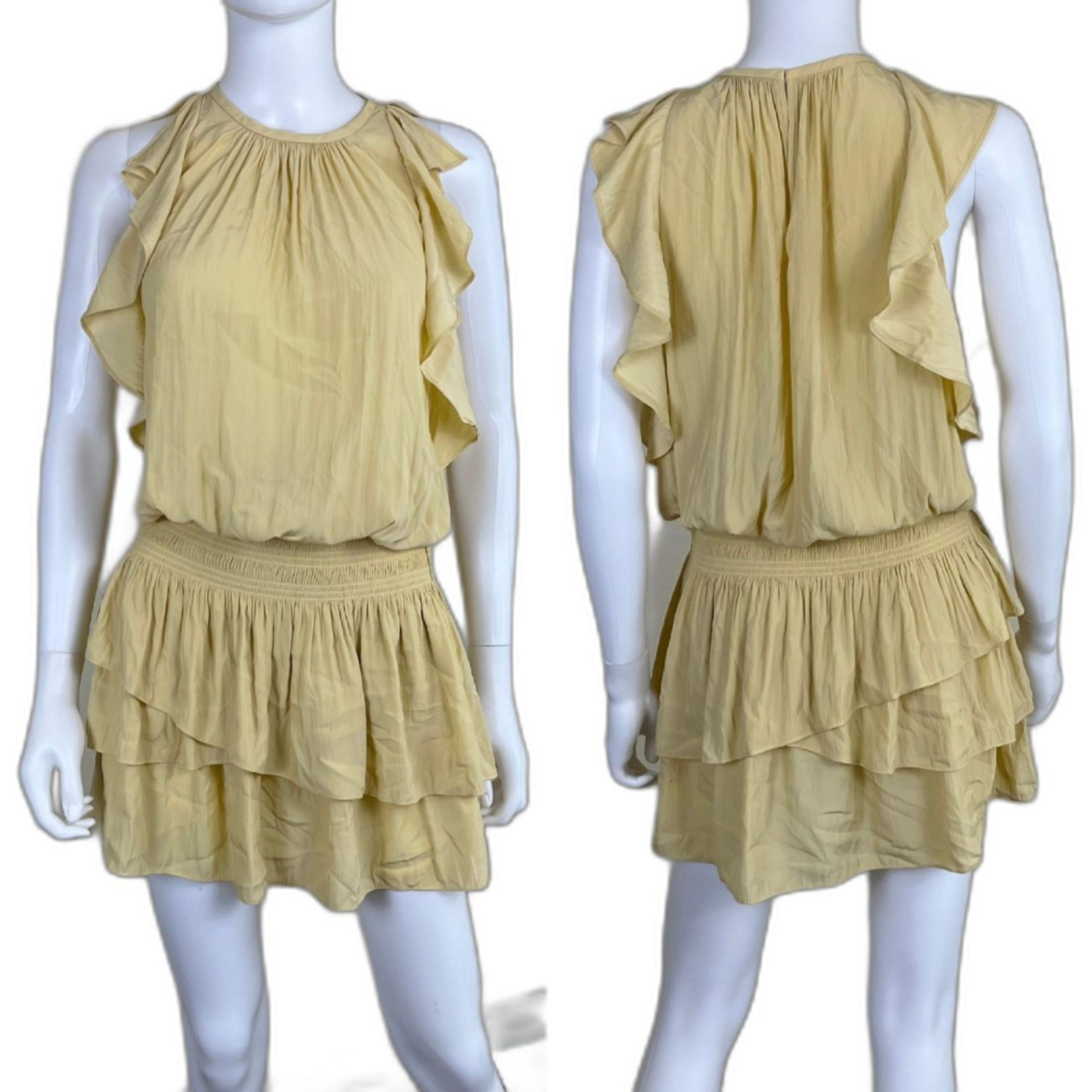Ramy Brook Womens Size M Daffoldil Rooney Flutter Sleeve Smock Tiered Mini Dress
