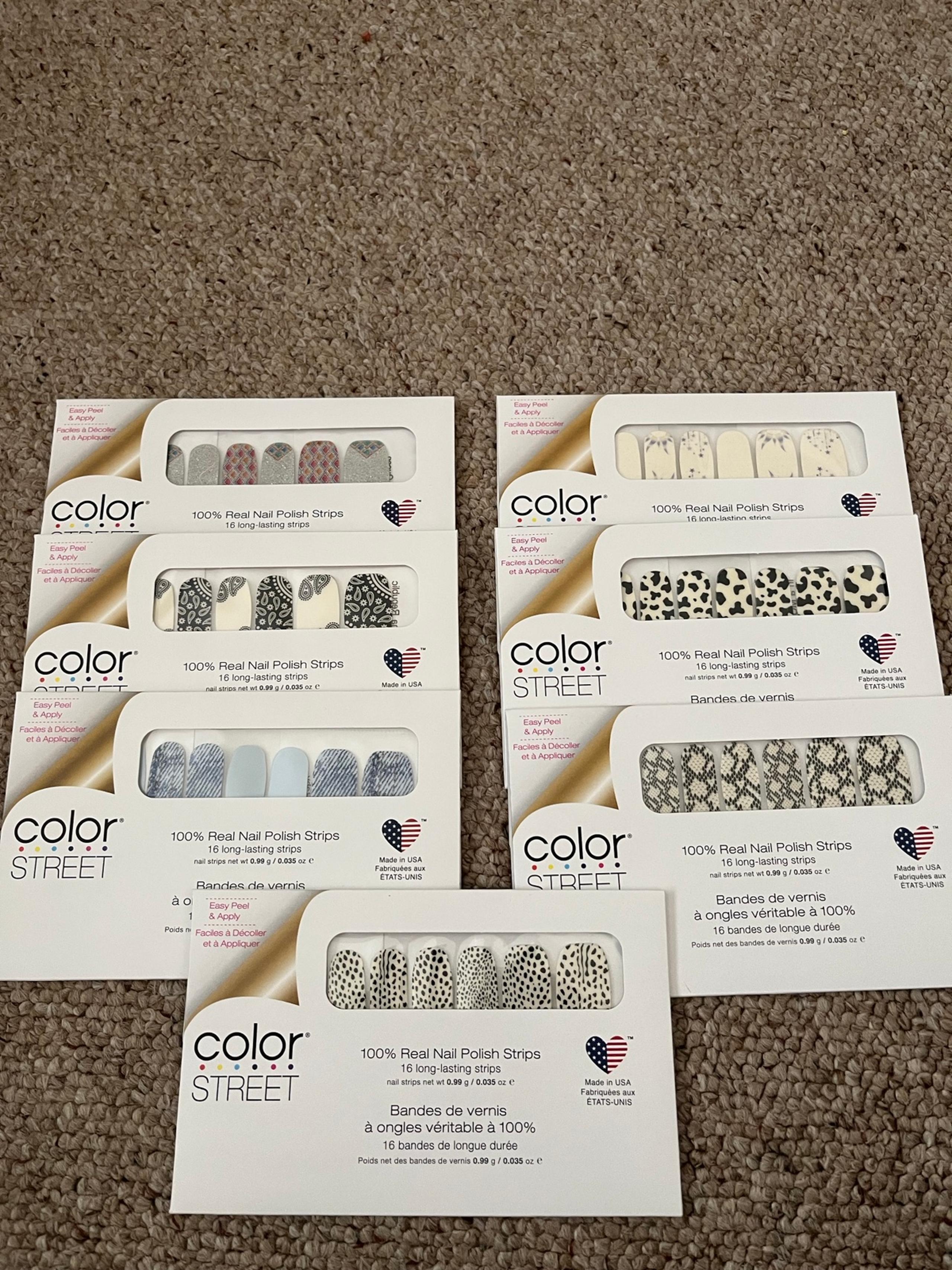 Color set of 7 color street press on nails NEW