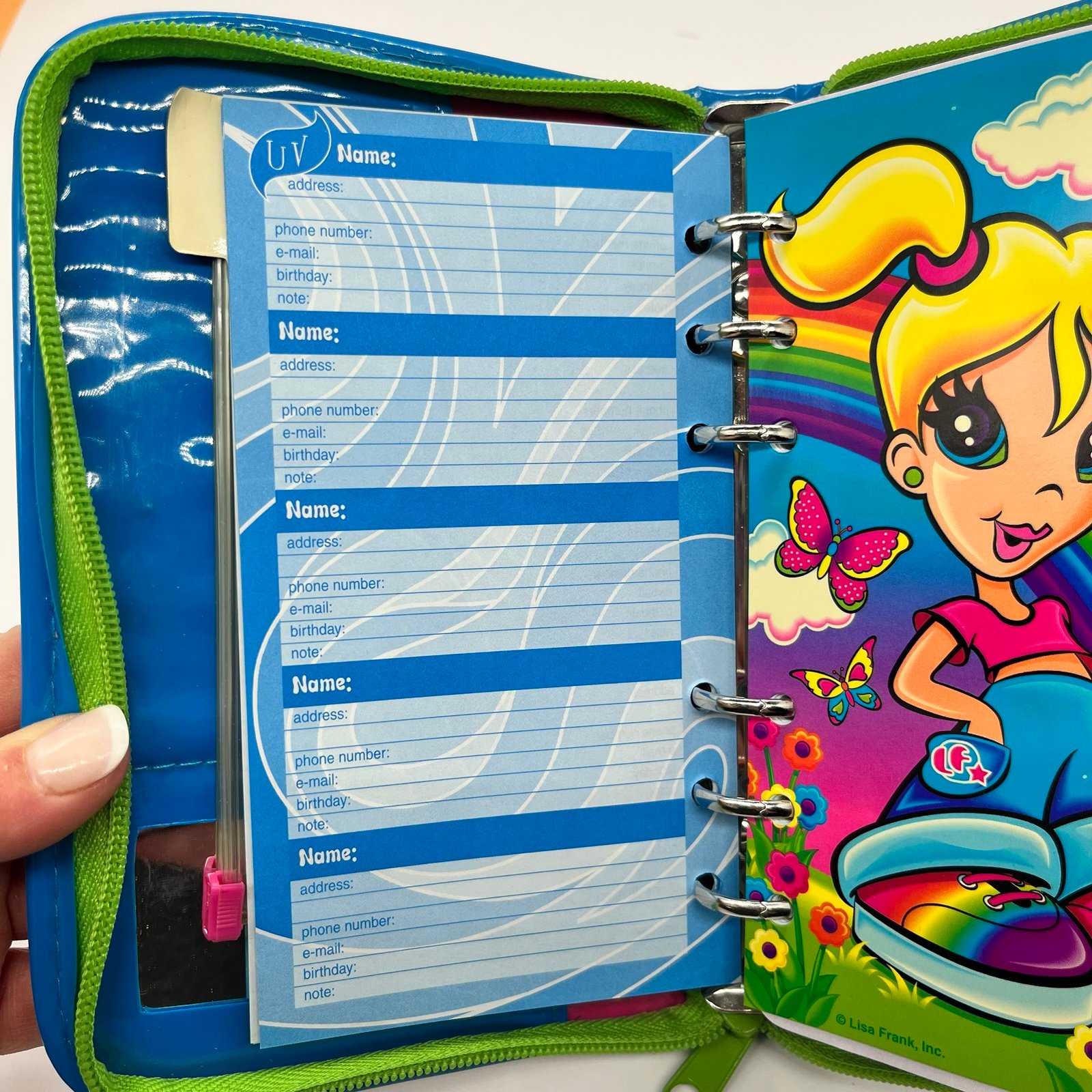 Lisa Frank VTG American Holograph 6-Ring Mini Zipper Binder