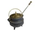 Vtg Cast Iron & Brass Pot with Tool & Top Smudge Smelting Melting Fireplace