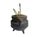 Vtg Cast Iron & Brass Pot with Tool & Top Smudge Smelting Melting Fireplace