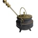 Vtg Cast Iron & Brass Pot with Tool & Top Smudge Smelting Melting Fireplace