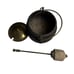 Vtg Cast Iron & Brass Pot with Tool & Top Smudge Smelting Melting Fireplace