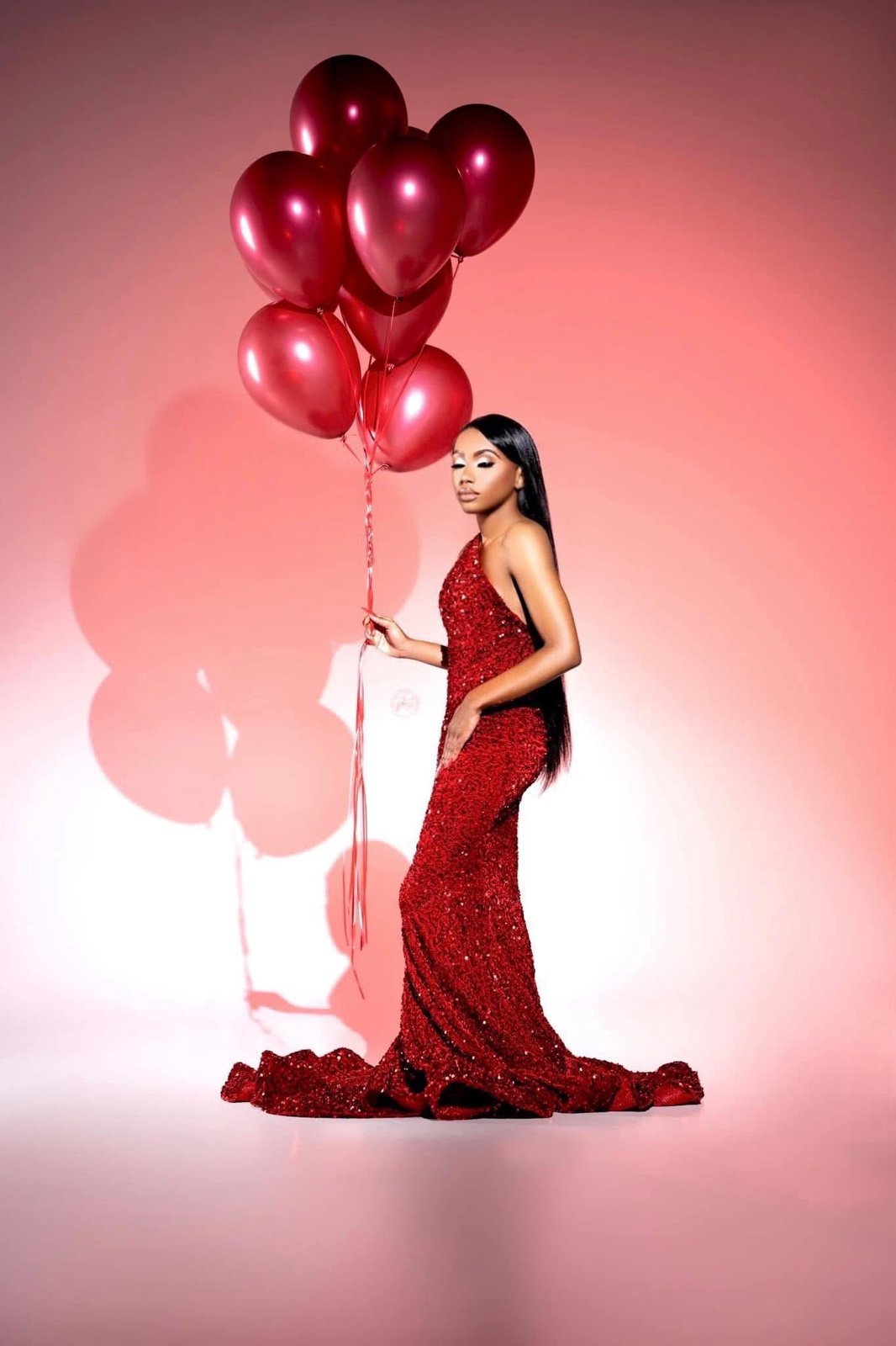 Glamorous red sequin maxi dress