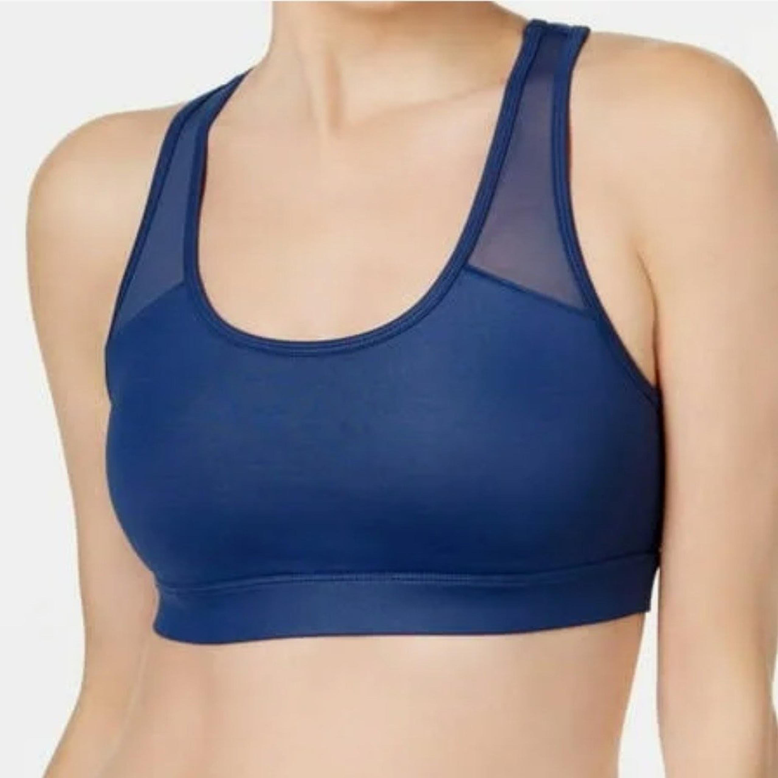 Ideology XS Mid Impact Sport Bra Lucky Blue Stretch RapiDry Removable Pads NWT