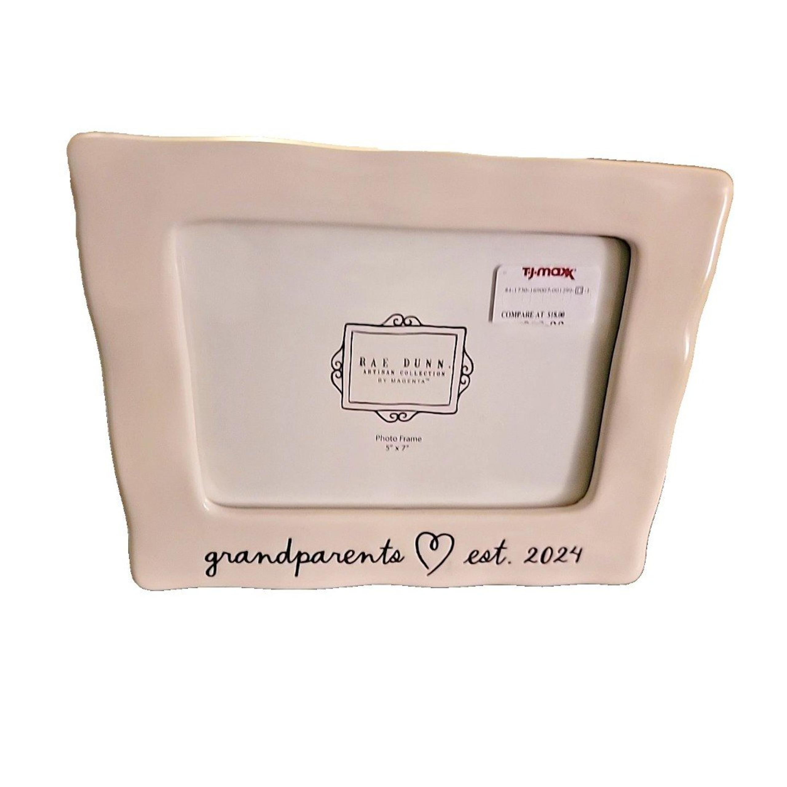 Rae Dunn "Grandparents est 2024 Frame 5"x7" Photo Tabletop Ceramic Engraved NEW
