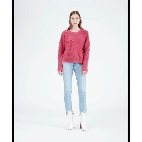 IRO Cenix Sweater in candy pink distressed size X small