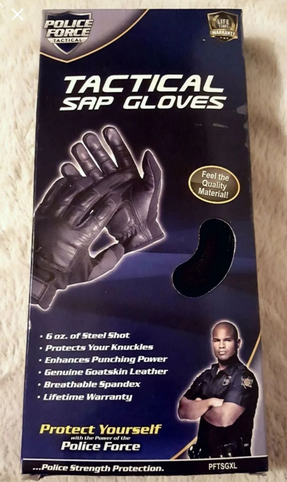 Police Force XL Tactical SAP Goat Leather Motorcycle Gloves