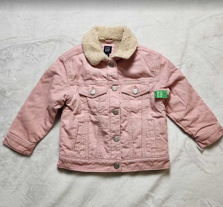 New toddler girl's 3T Baby Gap pink sherpa lined corduroy jacket with Washwell