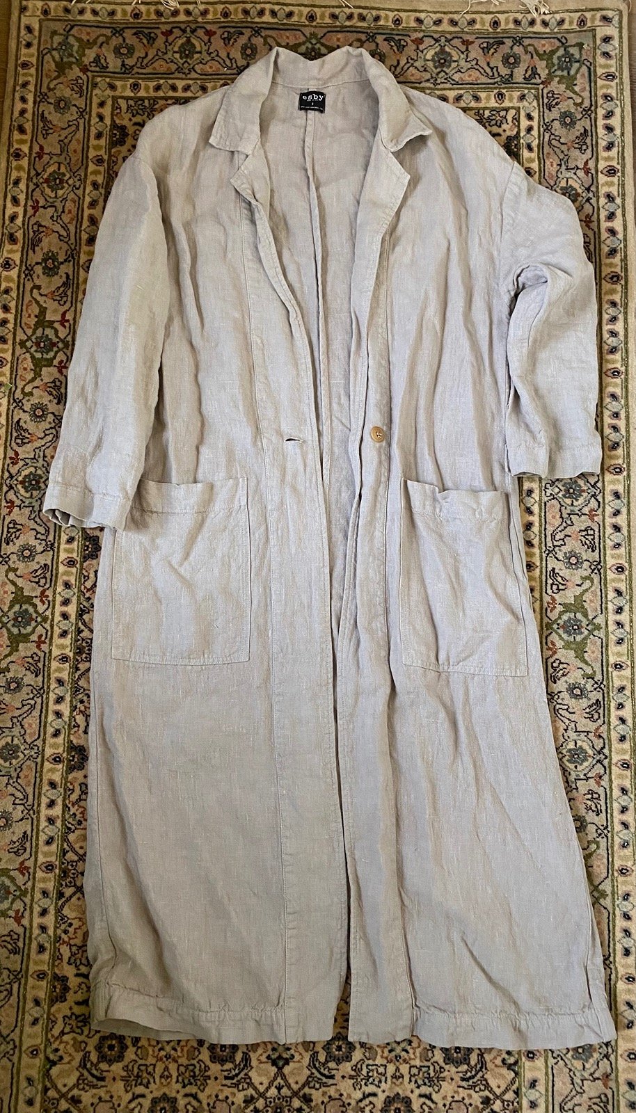 Esby Baronne Linen Duster Bone White