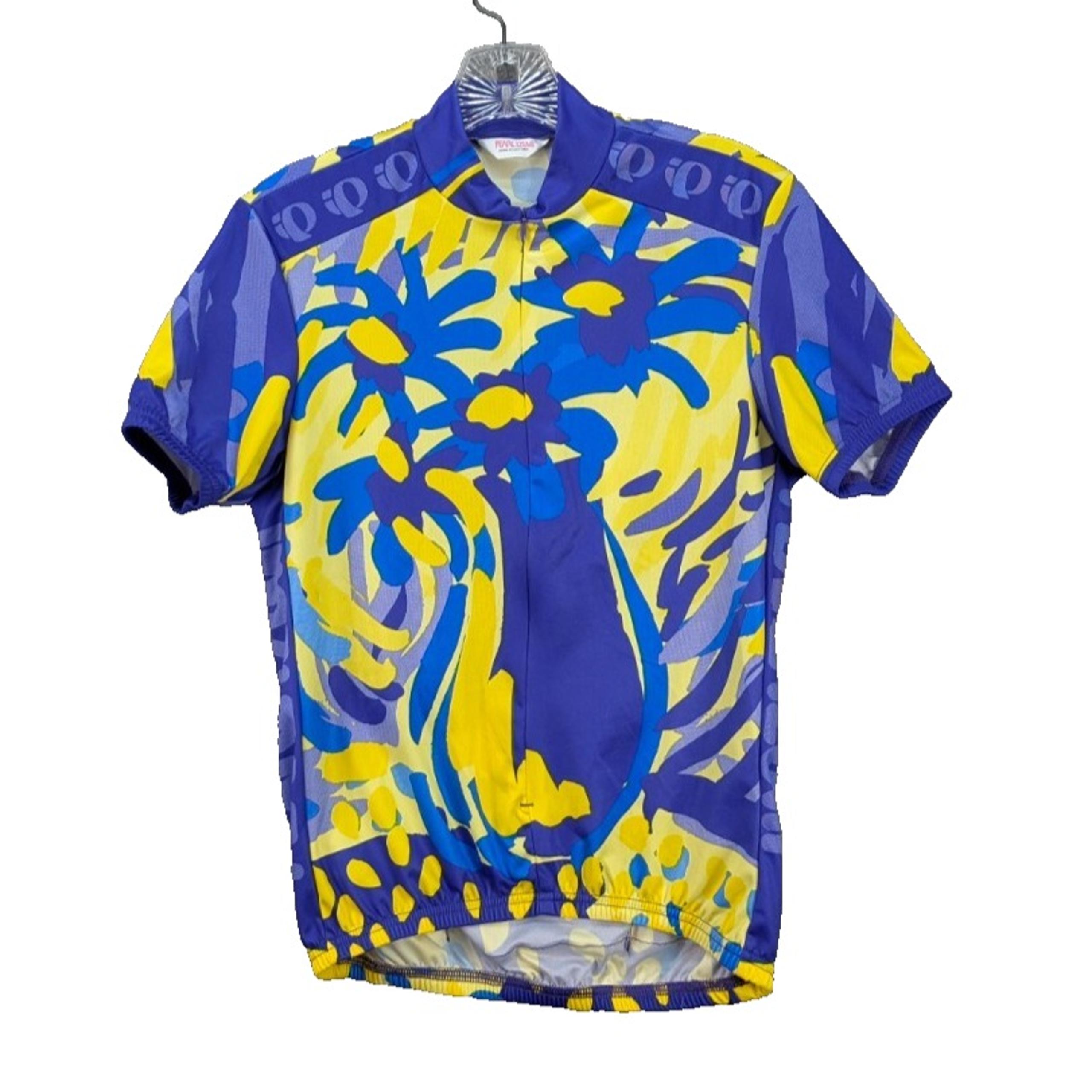 Pearl Izumi Men's Cycling Full Zip Jacket Short Sleeve Abstract Blue Yellw Sz SM