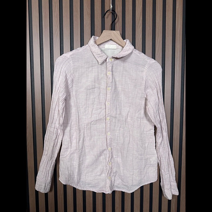 CP Shades Shirt XS Womens Pink White Long Sleeve Gauze Knit Button