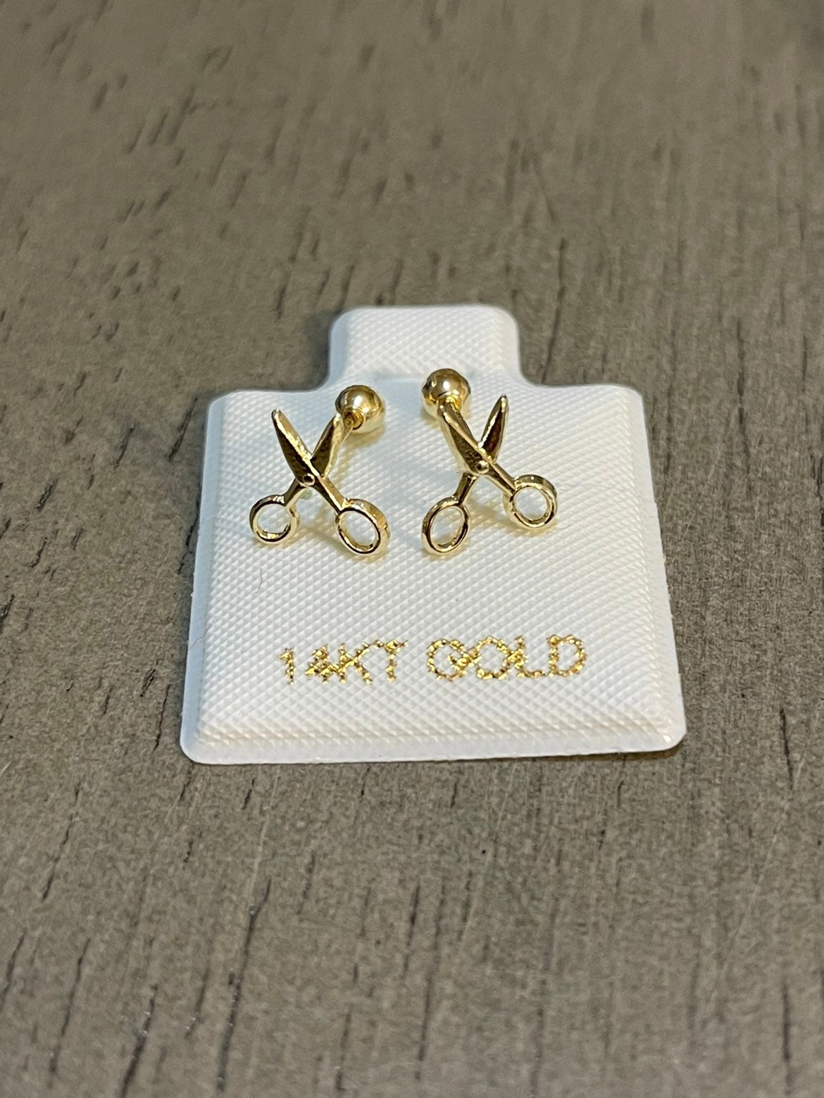 Solid Gold 14Karat Scissor Stud Earring
