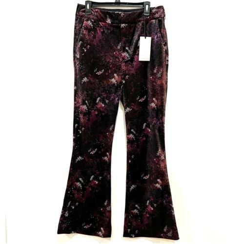 Velvet Flare Pants SZ 31/32 Galaxy Print Pink Black Cosmic Pattern Party Bottoms